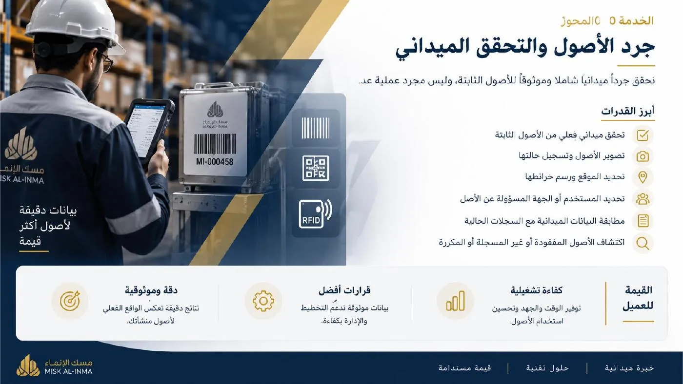 ملخص جرد الأصول والتحقق الميداني من الملف التعريفي للشركة
